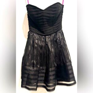 Betsey Johnson Vintage Party Cocktail Dress Mini Bustier Black tulle striped US8